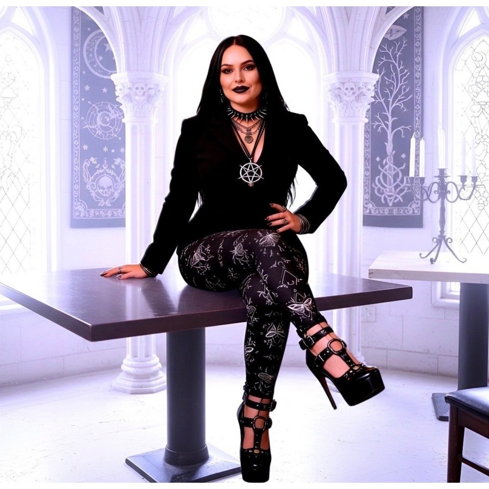 TORRID Nightfall Mystic Moths Pattern Goth Gothic Leggings NWT Size 3X - Picture 9 of 13
